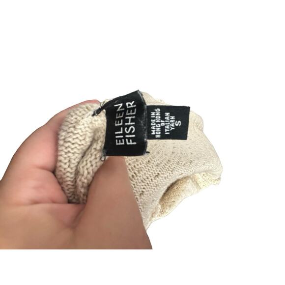 Eileen Fisher Italian Yard High Neck Chunky Knit Sweater Small Oatmeal - Picture 5 of 6